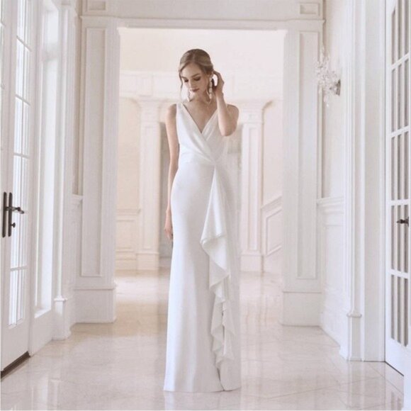 Sachin & Babi Courtney Wedding Dress Off-White Gown Size 4 NWT Bridal Sleeveless - Picture 1 of 8